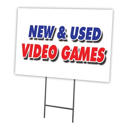 Signmission New & Used Video Game Yard & Stake outdoor plastic coroplast window, C-1216-DS-New & Used Video Game C-1216-DS-New And Used Video Game